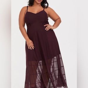 NWT Torrid maxi dress size 2. Burgundy spaghetti strap
